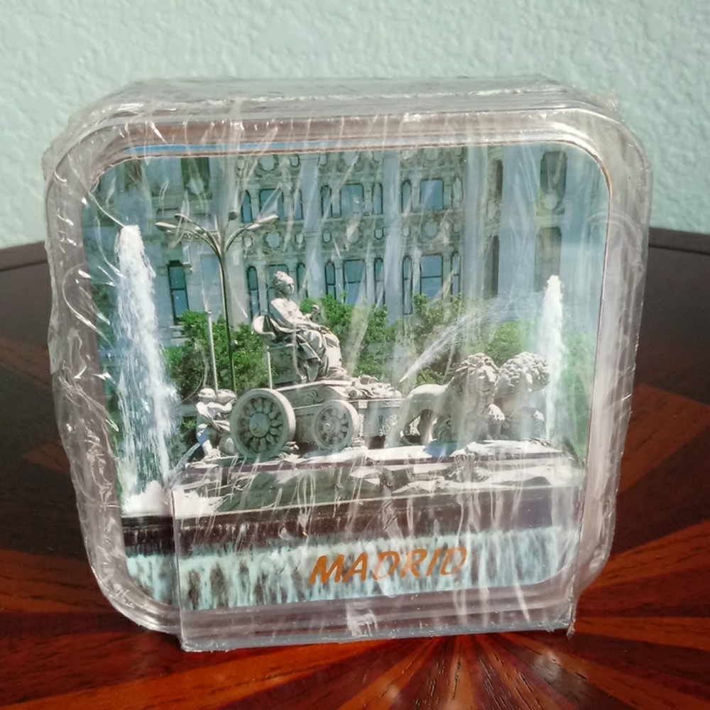 NWOT Acrylic Cork Coasters  Photos of Madrid, Spain